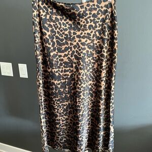 Rachel Zoe Leopard-Print Maxi Slip Skirt in Black and Tan